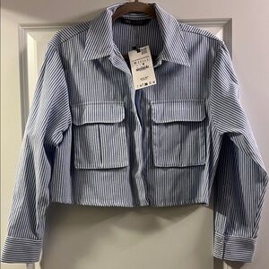 Zara Blue Striped Button Down Shirt